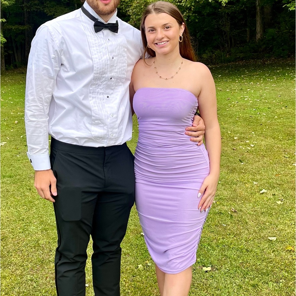 Midi Pastel Purple Strapless Dress